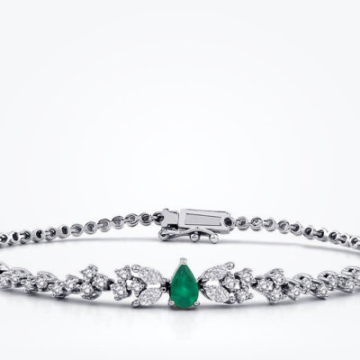 1.24 Karat Pırlanta Zümrüt Bileklik - Baroni Diamond (1)