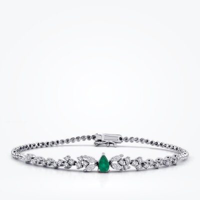 1.24 Karat Pırlanta Zümrüt Bileklik - 1