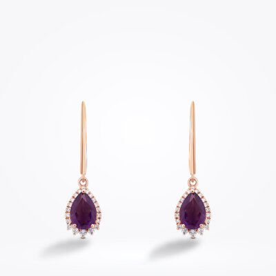 1.25 Karat Pırlanta Ametist Küpe - Baroni Diamond (1)