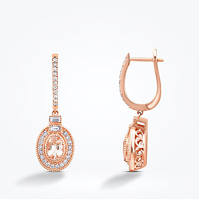 1.29 Karat Pırlanta Morganit Küpe - Baroni Diamond