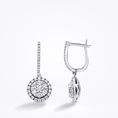 1.31 Karat Pırlanta Yuvarlak Taşlı Küpe - 1