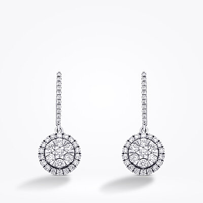 1.31 Karat Pırlanta Yuvarlak Taşlı Küpe - 2