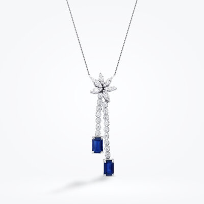 1.45 Karat Pırlanta Safir Gerdanlık - 1