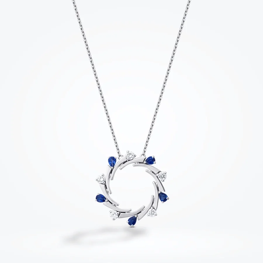 1.45 Karat Pırlanta Safir Kolye
