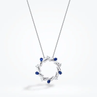 1.45 Karat Pırlanta Safir Kolye - 1