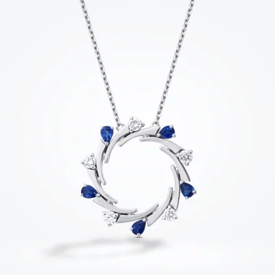 1.45 Karat Pırlanta Safir Kolye - Baroni Diamond (1)