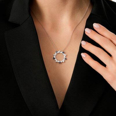 1.45 Karat Pırlanta Safir Kolye - 3