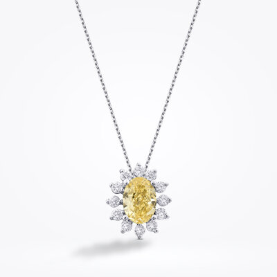 1.51 Karat Pırlanta Fancy Oval Kolye - 1