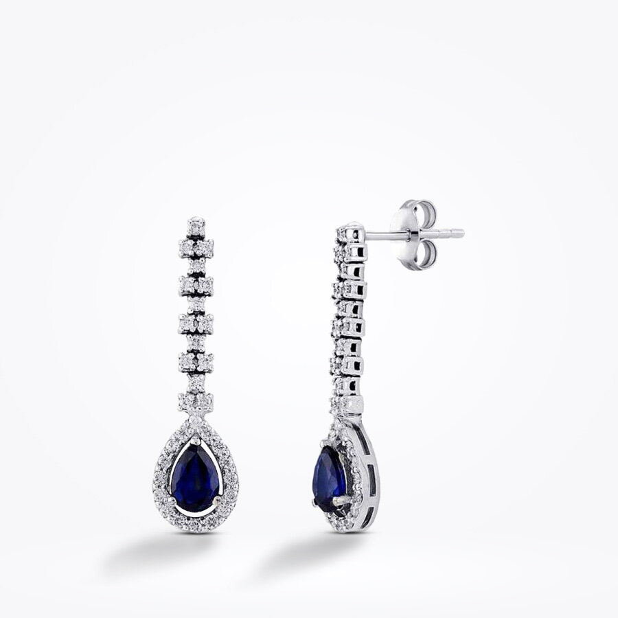 1.58 Karat Pırlanta Safir Küpe