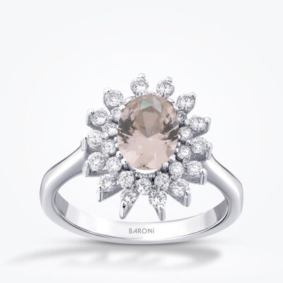 1.64 Karat Pırlanta Morganit Yüzük - 1