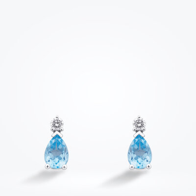 1.83 Karat Pırlanta Blue Topaz Küpe - 2