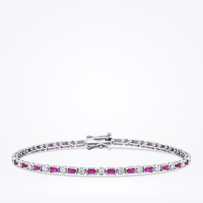 1.91 Karat Pırlanta Yakut Bileklik - 1