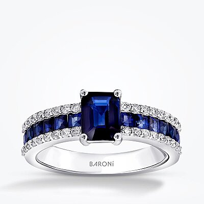 1.95 Karat Pırlanta Safir Yüzük - 1