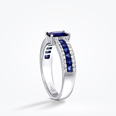 1.95 Karat Pırlanta Safir Yüzük - 2