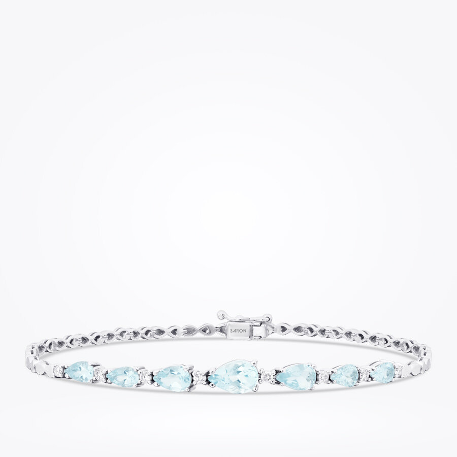1.99 Karat Pırlanta Aquamarin Damla Bileklik