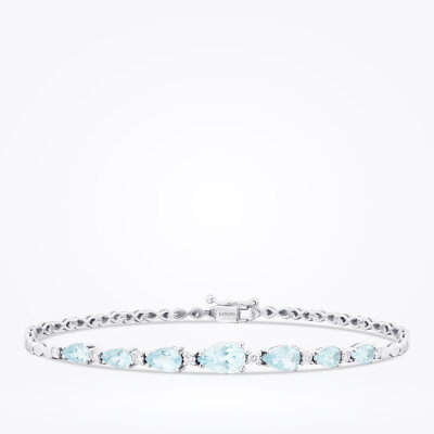 1.99 Karat Pırlanta Aquamarin Damla Bileklik - 1