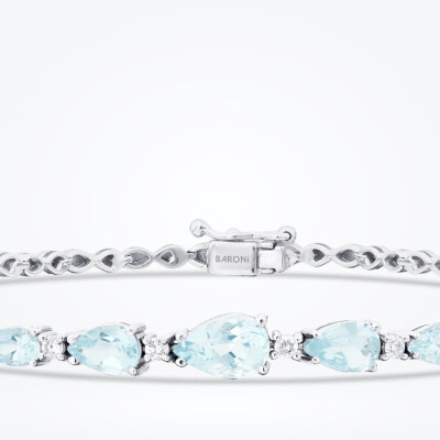 1.99 Karat Pırlanta Aquamarin Damla Bileklik - 2