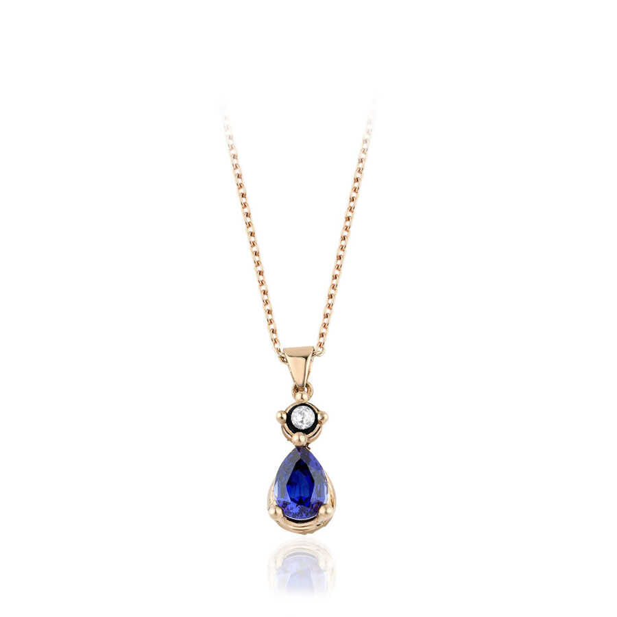 1.00 Karat Elmas Safir Kolye