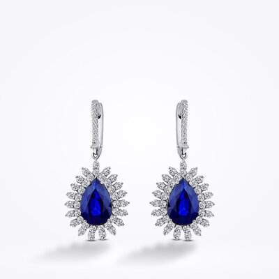 10.03 Karat Pırlanta Safir Küpe - Baroni Diamond (1)