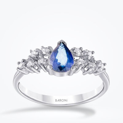 1.01 Karat Pırlanta Safir Yüzük - 1
