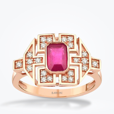 1.01 Karat Pırlanta Yakut Yüzük - 1