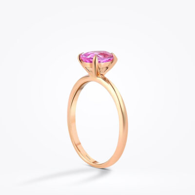 1.03 Karat Pembe Safir Damla Yüzük - 2