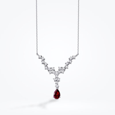 1.04 Karat Pırlanta Yakut Damla Kolye - Baroni Diamond