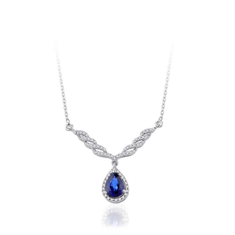 1.06 Karat Pırlanta Damla Safir Kolye