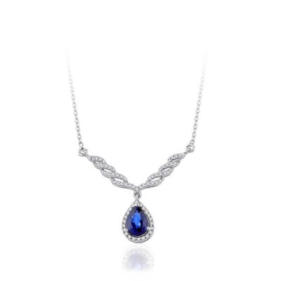 1.06 Karat Pırlanta Damla Safir Kolye - Baroni Diamond