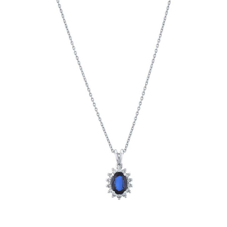 1.06 Karat Pırlanta Safir Kolye - Baroni Diamond