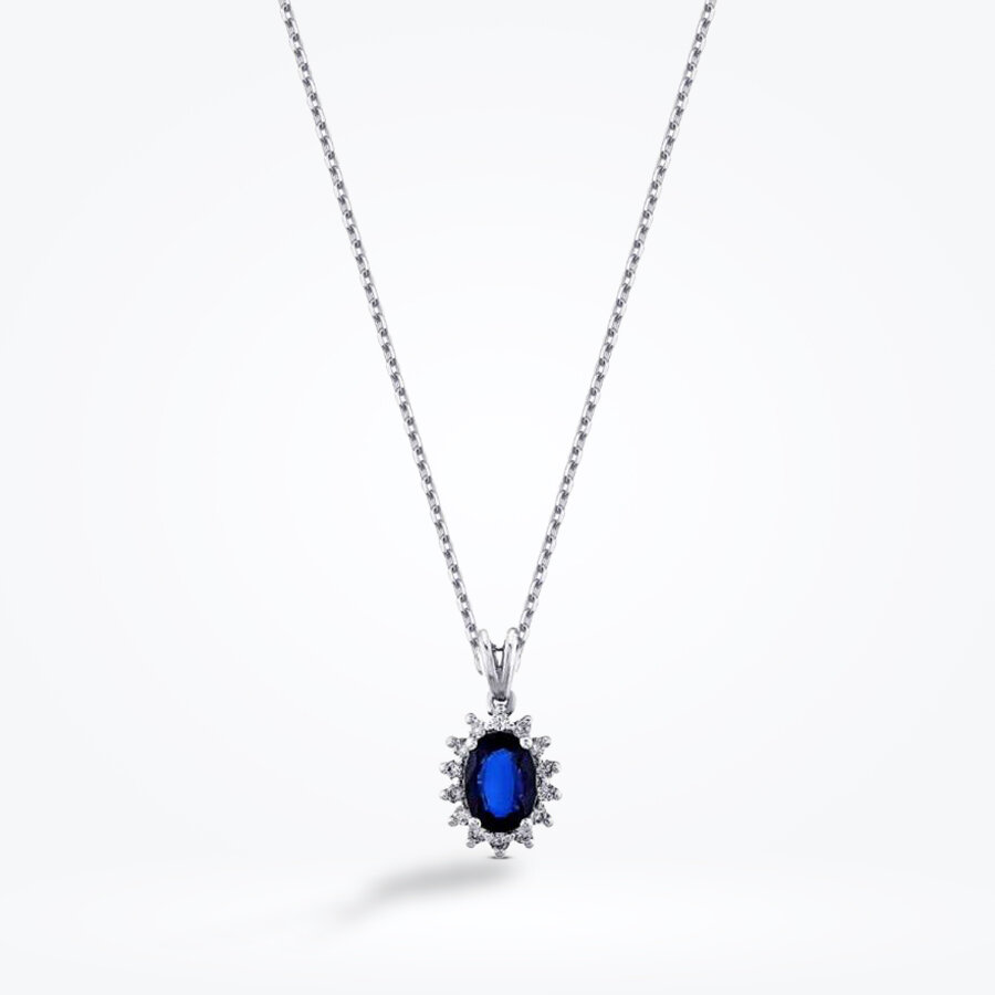 1.06 Karat Pırlanta Safir Kolye
