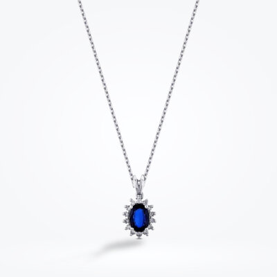 1.06 Karat Pırlanta Safir Kolye 