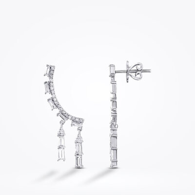 1.06 Karat Pırlanta Trend Baget Küpe - 1