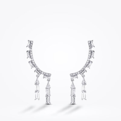 1.06 Karat Pırlanta Trend Baget Küpe - 2