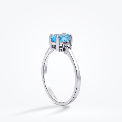 1.07 Karat Pırlanta Blue Topaz Yüzük - Baroni Diamond (1)