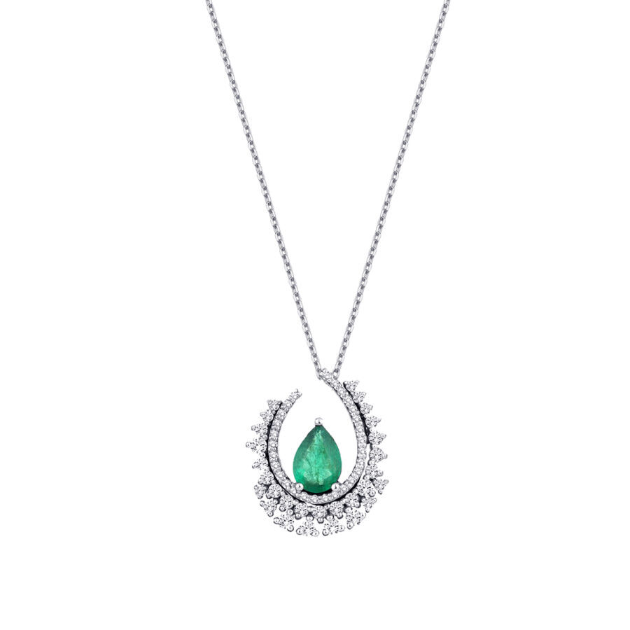 1.07 Karat Pırlanta Zümrüt Kolye - Baroni Diamond