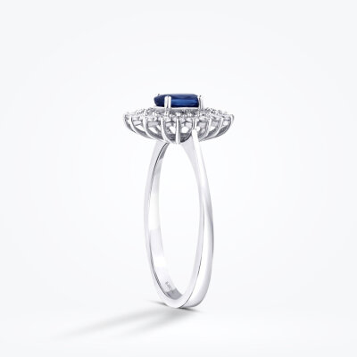 1.08 Karat Pırlanta Lotus Safir Yüzük - 2