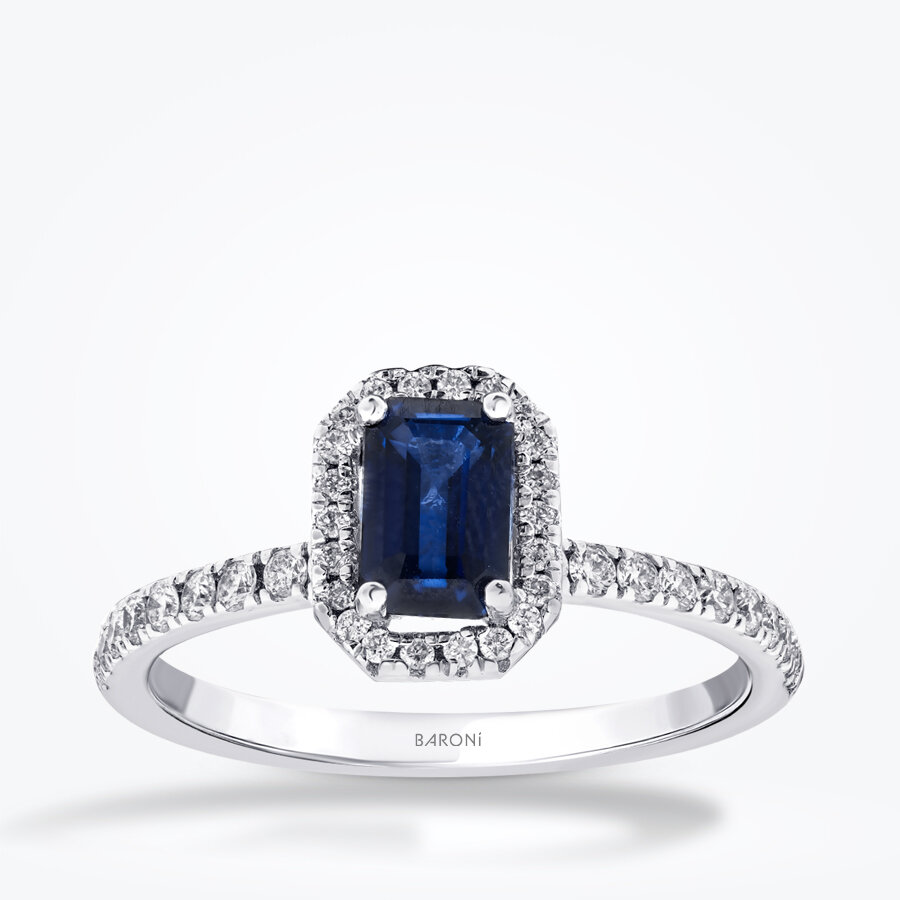1.08 Karat Pırlanta Safir Yüzük