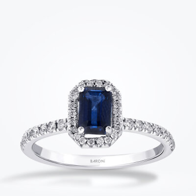 1.08 Karat Pırlanta Safir Yüzük - 1