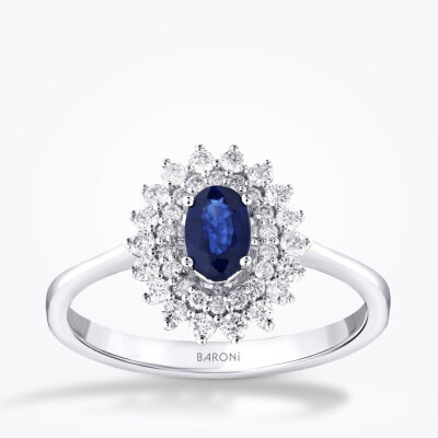 1.08 Karat Pırlanta Safir Yüzük - 1