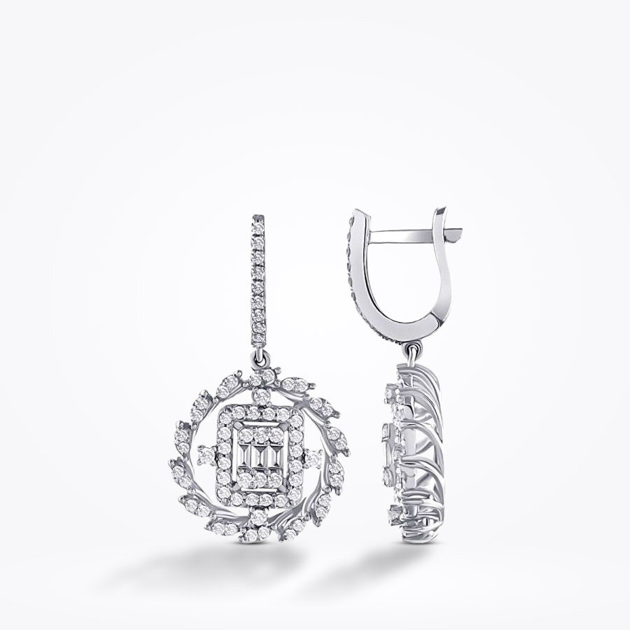 1.10 Karat Pırlanta Baget Trend Küpe - Baroni Diamond