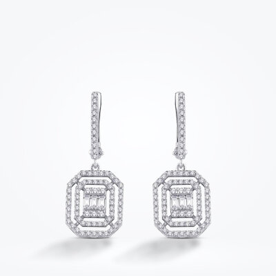 1.11 Karat Pırlanta Baget Küpe - 2