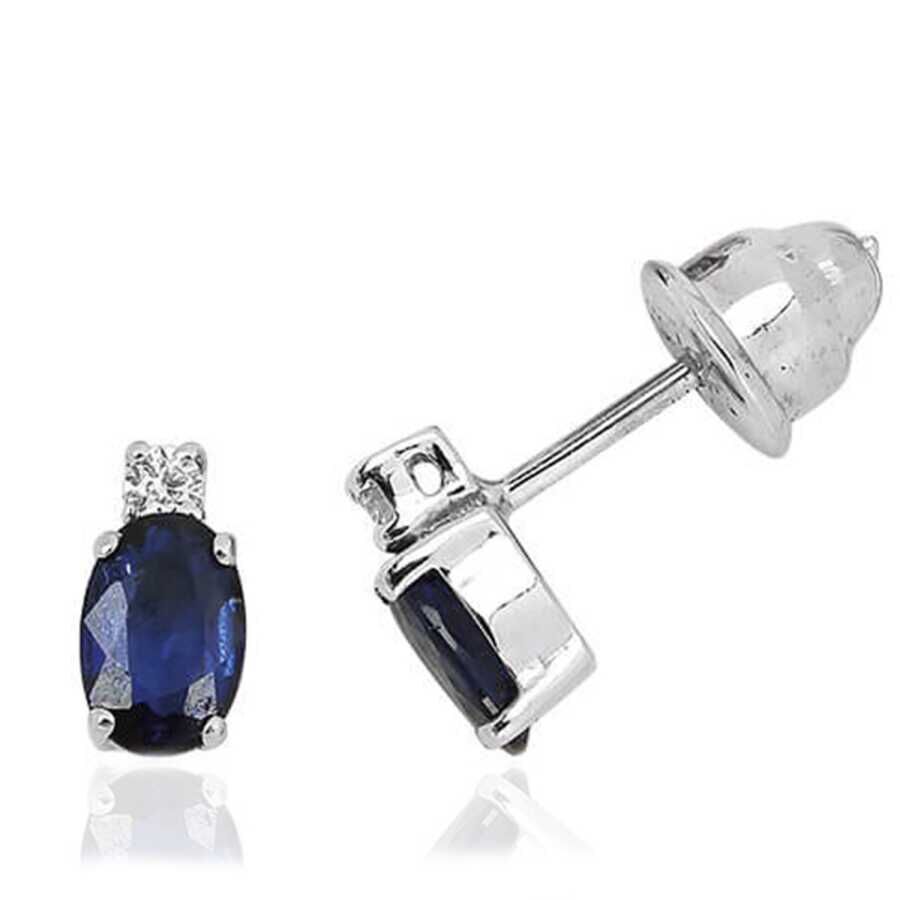 1.11 Karat Pırlanta Safir Küpe