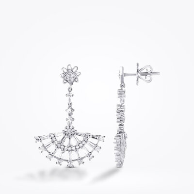 1.12 Karat Pırlanta Baget Küpe - 1