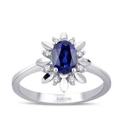 1.12 Karat Pırlanta Safir Yüzük 