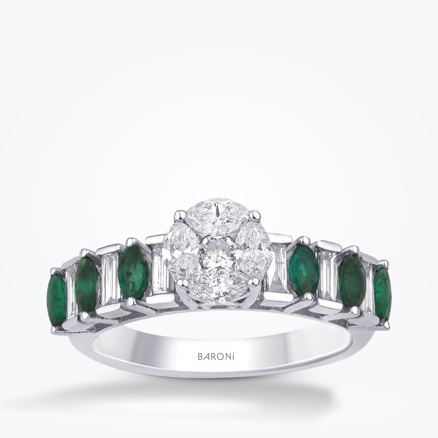 1.12 Karat Pırlanta Zümrüt Yüzük - Baroni Diamond