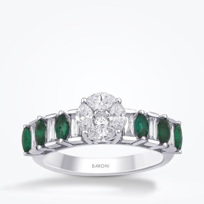 1.12 Karat Pırlanta Zümrüt Yüzük - 1