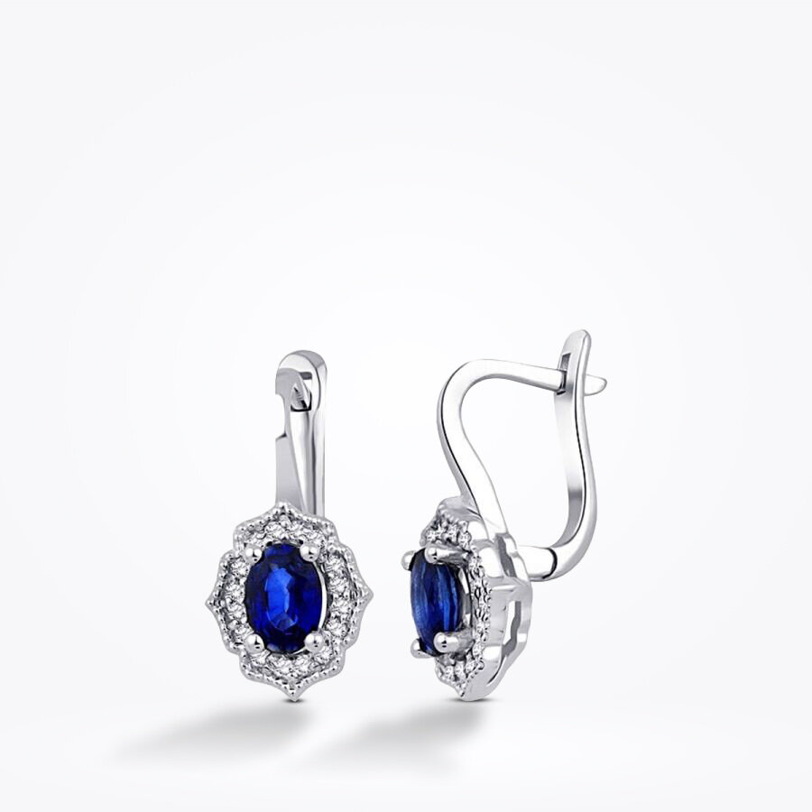 1.15 Karat Pırlanta Safir Küpe