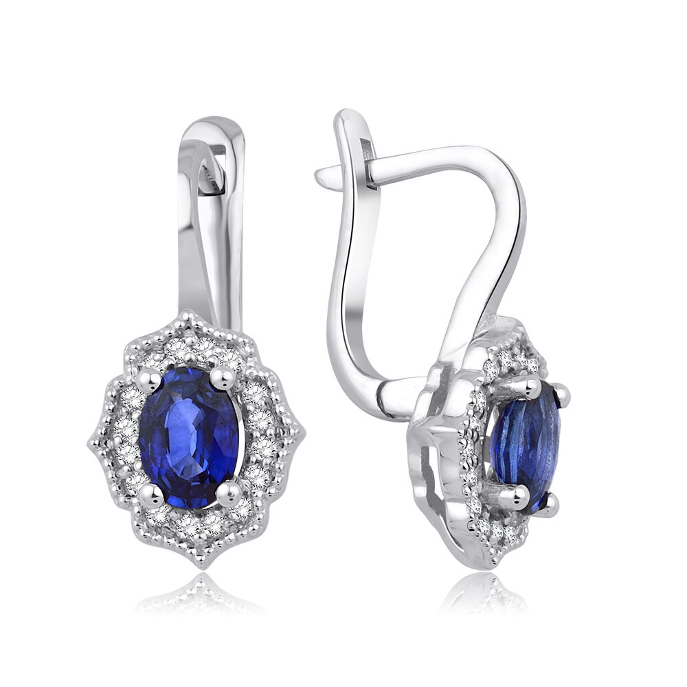 1.13 Karat Pırlanta Safir Küpe