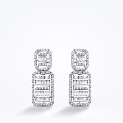 1.14 Karat Pırlanta Baget Küpe - 2